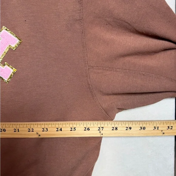 Judith March Oversized Cropped Soft Brown COWGIRL Embroidered Sweatshirt - Picture 6 of 7